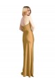 Sleek Strapless Long A-Line Formal Stretch Satin Bridesmaid Dress / Prom Dress
