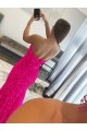Strapless Sleeveless Long Sweep Train Velvet Sequin Prom Dress with Side Slit