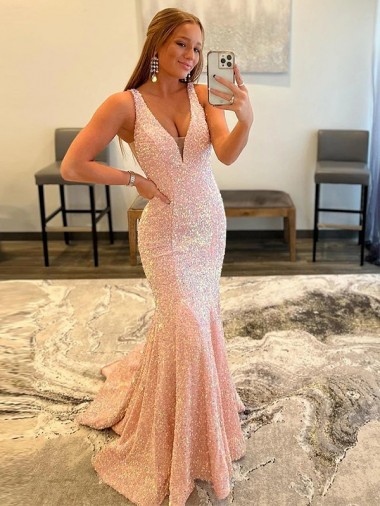 Shop Deep V-Neck Sleeveless Long Low Back Velvet Sequin Prom Dress Calgary