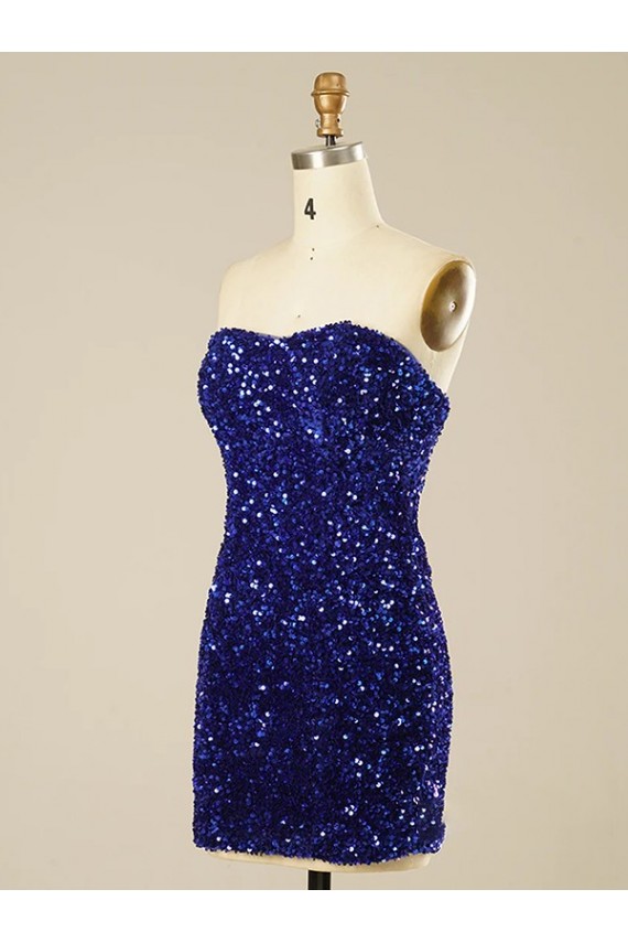 Short Sweetheart Velvet Sequin Prom Dress