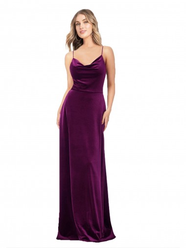 Shop Draped Neckline Spaghetti Straps Formal Velvet Bridesmaid Dress / Prom Dress Calgary