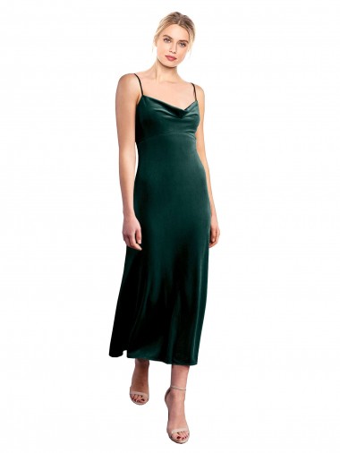 Shop Midi Cocktail Length Cowl Neck Velvet Slip Bridesmaid Dress / Prom Dress Calgary