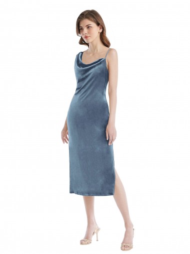 Shop Midi Length Asymmetrical One Shoulder Velvet Slip Bridesmaid Dress / Prom Dress Calgary