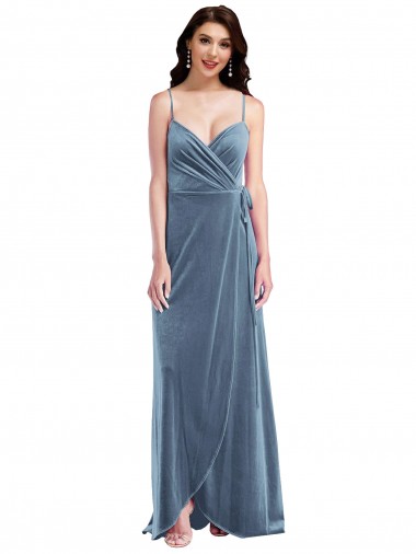 Shop Velvet Wrap Maxi Bridesmaid Dress / Prom Dress with Pockets Calgary