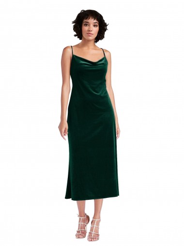 Shop Midi Length Cowl Neck Formal Velvet Short Cocktail Slip Bridesmaid Dress / Prom Dress Calgary