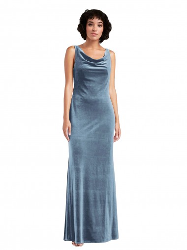 Shop Floor Length Cowl Neck Long Stretch Velvet Maxi Bridesmaid Dress / Prom Dress Calgary