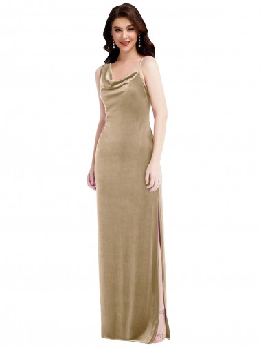 Shop Asymmetrical One Shoulder Formal Velvet Maxi Slip Bridesmaid Dress / Prom Dress Calgary