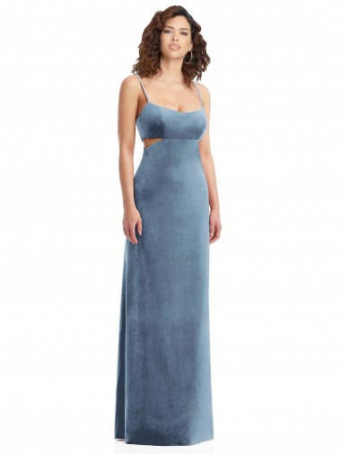 Shop Spaghetti Strap Long Full Length Formal Velvet Maxi Bridesmaid Dress / Prom Dress Calgary