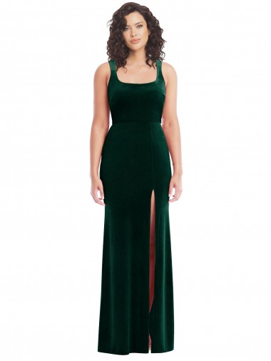 Shop Square Neck Long Velvet Maxi Bridesmaid Dress / Prom Dress Calgary