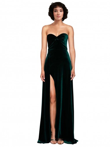 Shop Sweetheart Fluid Velvet Bridesmaid Dress / Prom Dress with High Split Calgary
